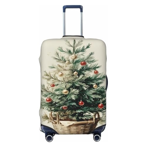 Watercolor Christmas Tree In A Basket Elastic Travel Luggage Covers Dustproof Scratch-Resistant Suitcase Protector Fit 22-24 Inch