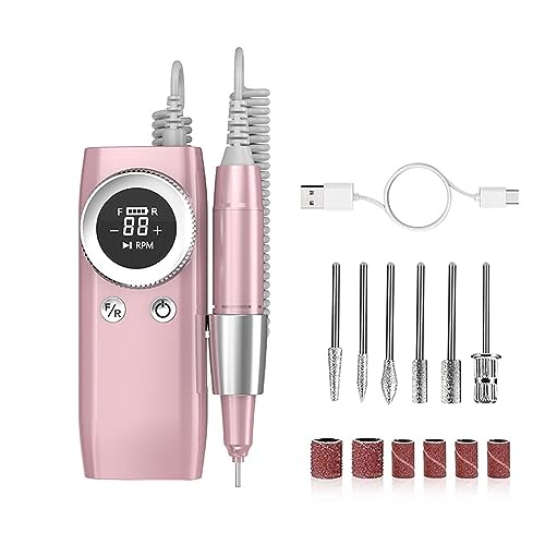 Lima Uñas Electrica, Taladro Eléctrico For Uñas De 45000RPM, Máquina Recargable Portátil De Gel Acrílico For Uñas, Manicura, Pedicura, Forma De Pulido, Dispositivo De Salón De Cuidado(Pink)