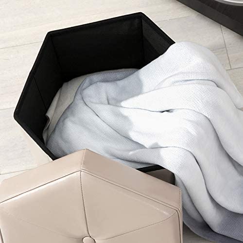 Tabouret de rangement pliable et robuste en PU gris foncé pour s'asseoir - 5