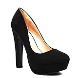 Obermaterial: Synthetik Klassische Damen Pumps Stilettos High Heels Plateau Abend Schuhe Bequem 21 (38, Schwarz 921)