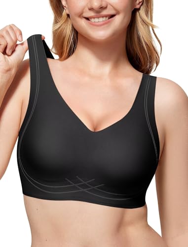 Image of Vertvie Women's Wireless Supportive Bras Comfortable Seamless Full Coverage Bra No Underwire Soft Push Up Everyday Bralette