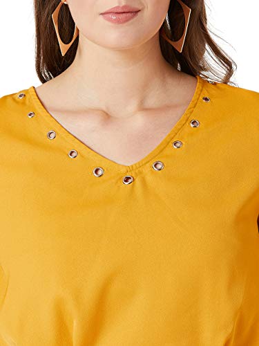 Image of Miss Chase Women's Mustard Yellow Flared Crop Top