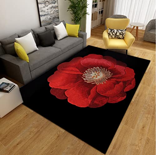 CAIRONG Art Flower 3D Carpet Kitchen Area Rugs Black Anti-Slip Entrance Door Floor Mats Home Decor 160x230cm Cover