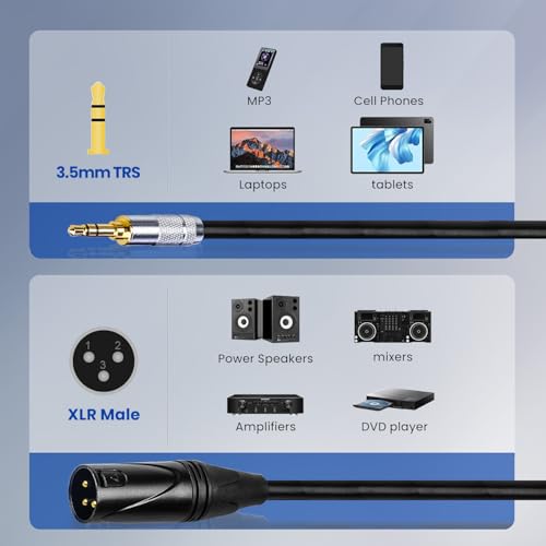 Cable XLR con conector 3.5mm macho, 2 m miniatura 6