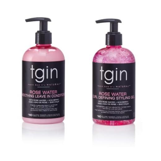 tgin Rose Water Smoothing Leave-In Conditioner and Rose Water Defining Styling Gel duo - Protective Styles - Curls - Waves - Detangler - Low Porosity - Fine hair - 13oz - PACK OF 2