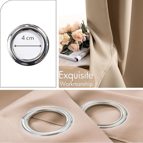 Blackout Curtains Eyelet 240 x 240 cm Energy Saving Thermal Insulated Thermal Pencil Pleat Blackout Tape Top with Eyelet for Window Treatment, Light Grey - Image 4