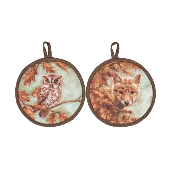 Primitives by kathy fox and owl hot pad set  urban country home decor