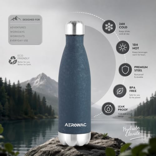 Image of 304 Stainless Steel Viva Insulated Flask 500ml | Hot & Cold 24 Hours | Double Wall, Lightweight, Leak Proof, BPA-Free Bottle | Ideal for Outdoor, Office, Gym, School (Blue, Pack of 1)