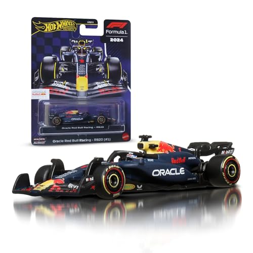 Hot Wheels Premium Formula 1, Oracle Red Bull Racing RB20, Coche de Carreras, vehículo de Juguete Coleccionable metálico a Escala 1:64 con neumáticos Real Riders, JBM12