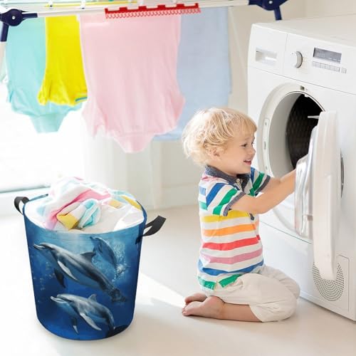 Panier à linge pliable dauphins mignons bac de rangement salle de bain - 7
