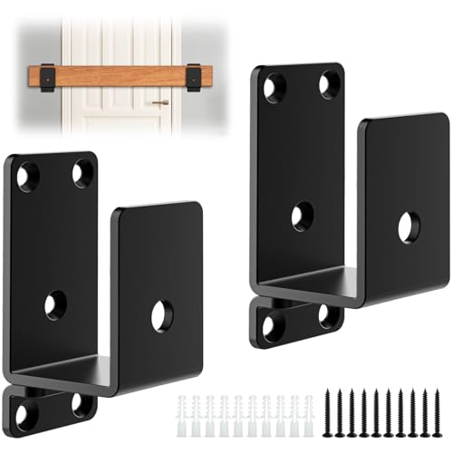 2Pcs 2x4 Door Barricade Brackets Heavy Duty Door Security Bar Drop Open Bar Holder Steel U Bracket Bracket for Home Security Door Brace Home Garage Barn Shed