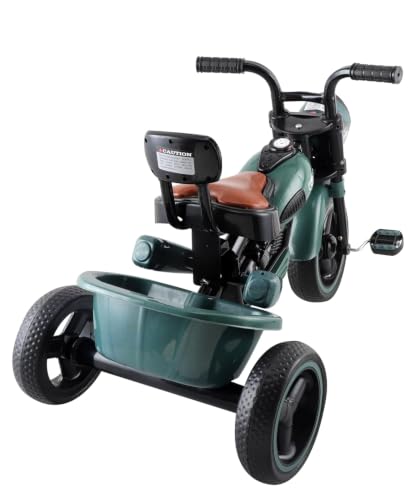 Image of JoyRide Ninja Plug N Play Durable Kids /Pedal Baby Tricycle, Storage Basket, Leather Seat, Led Headlight, Music for 18 Months to 5 Years Boys /Girls /Carrying Capacity Upto 30 Kgs (militry)