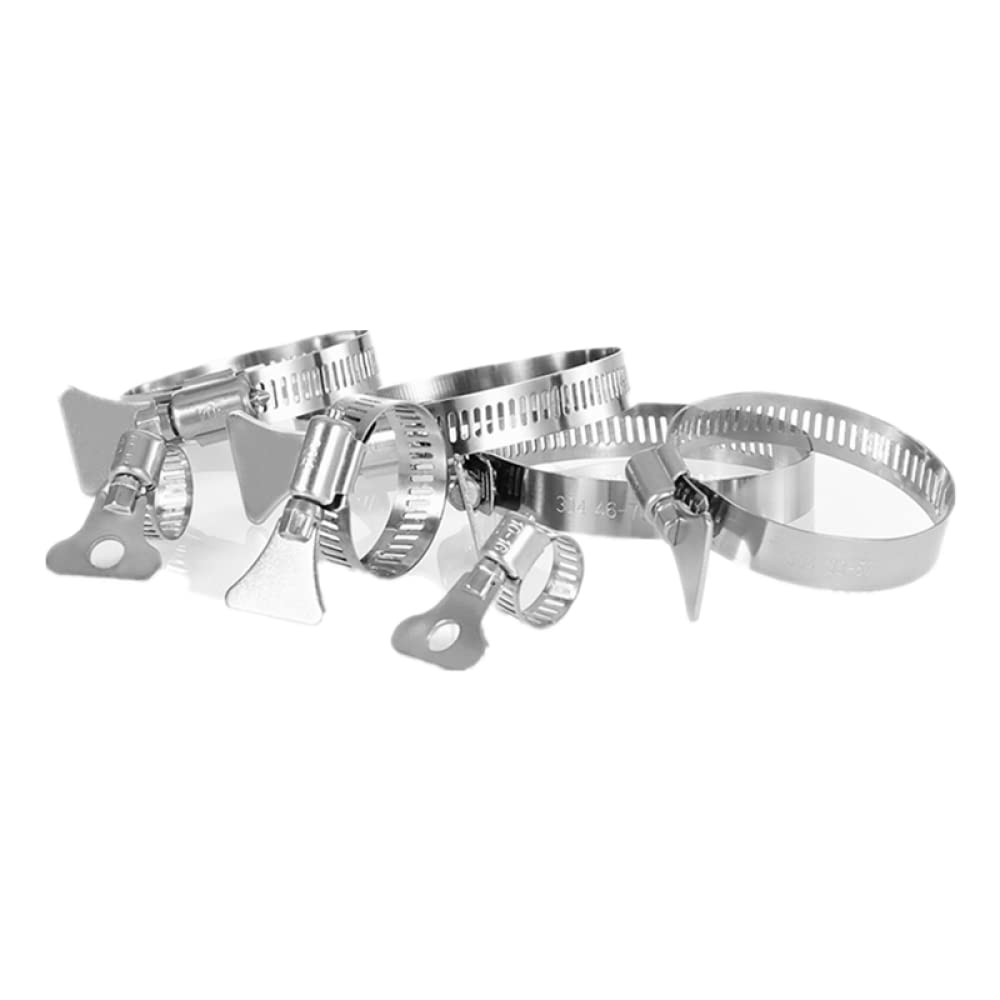 4 Stück Edelstahl-Schlauchklemmen 14–27 Mm – Verstellbar, Mit Flügelschraube, 304 Edelstahl, Rostfrei