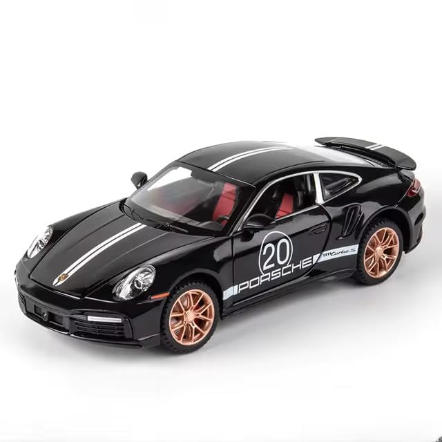 Image of Invite Enterprise Compatible for 1:32 Porsche Carrera 911 Toy Car Model, Diecast Collectible Pull Back Model Car with Sound and Light, Toy Gift Vehicles for Adults Kids Boys Girls【Black】