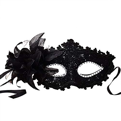 Ángel de la guarda Fecha de nacimiento Sexy Mujeres de encaje negro Máscara de ojos Mascarada Fiesta Bola de baile Traje de baile Colgante Top de tanque con Bustier Integrado, Negro , Talla única