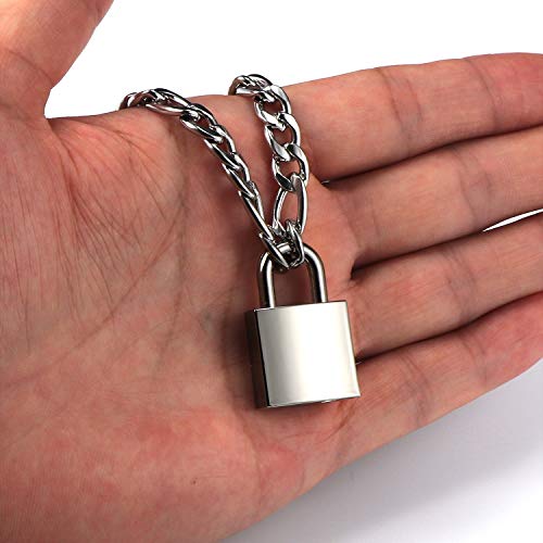 DIBOLA Padlock Necklace Stainless Steel Lock Chain for Men Women by DIBOLA - Used condition - Image 7