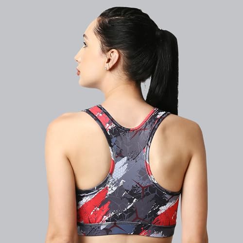 Image of SOIE Women's Medium Impact Quick Dry Padded Racerback Printed Athleisure Sports Bra