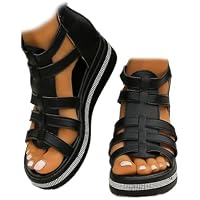 GUOGAOzz Sandalias de cuña con decoración de pedrería,