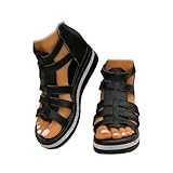 GUOGAOzz Sandalias de cuña con decoración de pedrería, Brillantes Zapatos de Plataforma para Verano, Sandalias de cuña de tacón Alto para Mujer (Black,39)