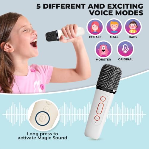 Image of Wembley Bluetooth Karaoke Set with Microphone and Speaker - Musical Toy for Kids, Gift for Singing, Ideal for Parties, Picnics, and Travel Entertainment - White Bucket Style