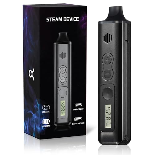 Vaporizer Cannabis JOJQ Kit Dampfer verdampfer kräuter mit LCD Display Temperaturkontrolle, Keramische Heizkammer verdampfer cannabis (Glänzendes Black)