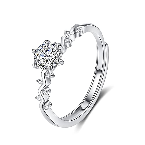 Bague en moissanite sterling S925 réglable pour fiançailles et bijoux cadeaux