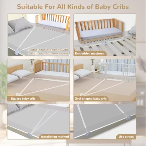 QingWing Beistellbett Gurt, 8m Gurt für Babybett, Allgemein Beistellbett Befestigung für Kinderbett Zusatz, Boxspring und Kinderbett Möbelgurte Andocken an Das Erwachsenenbett (Weiß)