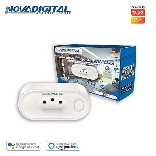 Tomada Inteligente Wi-Fi 20A App Alexa Google 3 Pinos Com Medidor De Consumo NovaDigital WK-BR PRO M