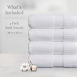 NY Loft 100% Cotton Bath Towel Set of 4 | White Towels | Oeko-TEX® Standard 100 | Soft & Absorbent, Quick-Dry Bath Towels | 30" x 52" | | Trinity Collection - White - Image 3