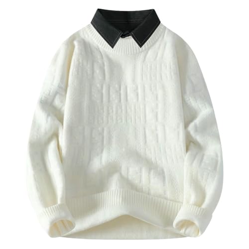 Pull tricoté homme automne hiver vêtement affaires décontracté faux deux pièces