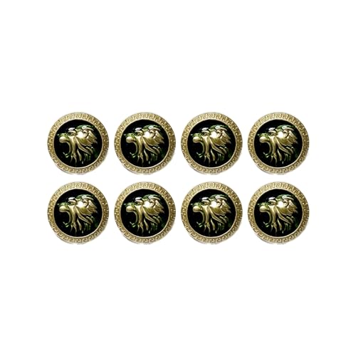 Image of Abs Golden 3D Lion Head Shank Button Embedded Enameled Lucite Round Coated Shank Abs Button for Blazer Suits DIY Art & Crafts (Green Lucite, Pack of 8 Small)