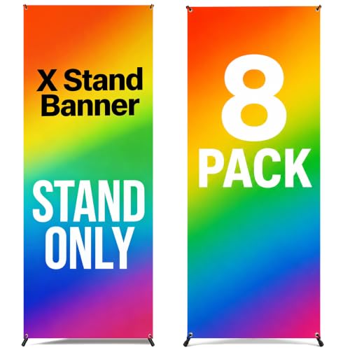 4U Media&Displays Premium X Banner Stand Display, 24"x72", 8 Pack