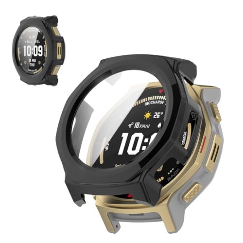 For Amazfit T-Rex 3 Pro 44mm �P�[�X �t�B����+PC�t���[�� ��̌^ �ی�J�o�[ �K���X�t�B���� ��̌^ �h�� �h�o�yHUKWIMO�z 3D�S�ʕی� �w��h�~ HD�����ߗ� ���ɋ��� �C�A�[�� �ɔ� �������� ���˒ጸ (�u���b