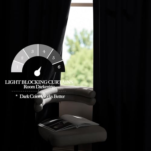 NICETOWN Black Velvet Blackout Curtains 96 inch Long for Living Room and Bedroom, Thermal Luxury Solid Heavy Rod Pocket Drapes/Window Treatments for Hall, Theater (2 Pieces, 52 W)