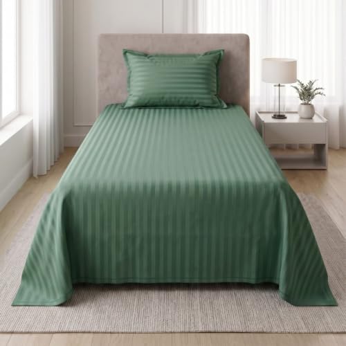 Image of Living Roots Glace Cotton 180 TC Single Bedsheet with 1 Pillow Cover |Single Size 60 x 90 Inches |Soft, Breathable & Durable |Fits Mattress up to 4 Inches |No Colour Bleeding (Sage Green)