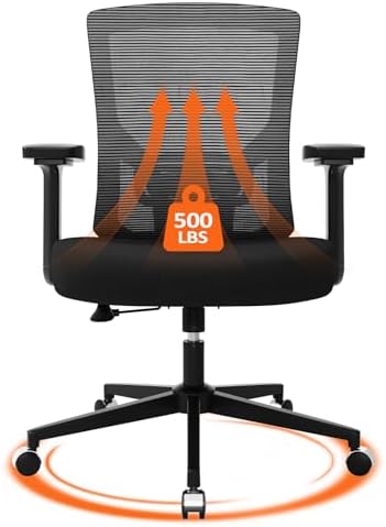 500 lbs Big and Tall Office Chair, Heavy Duty Mesh Desk Chairs wi...