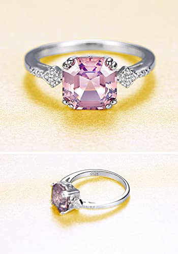 925 Sterling Silver Cz Zircon Simulated Morganite Necklace Earrings Ring For Women, Cubic Zirconia Octagon Asscher Cut Nano Brown Gemstone S925 Palladium Plated Pendant Stud Band Jewelry Set With Gift Box (8) #TOP3