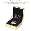 ManChDa Pocket Watch Gift Box - Leather Lychee Texture 51mm Storage Boxes for Best Man Groomsman Father Brother Son Pocket Watches Display Box for Wedding Birthday Thanksgiving Christmas - Gold #4