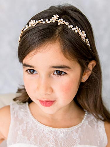 Sweetv Flower Girl Headpiece For Wedding Hair Accessories Little Girls Toddler Kids Handmade Flower Headband Princess Crystal Hair Bands For Birthday Party Photography #TOP2