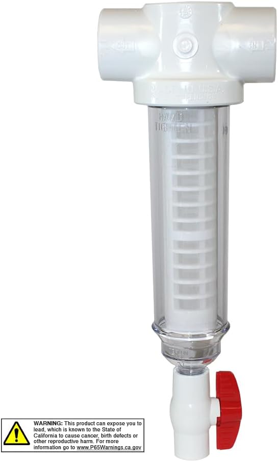 Merrill MFG 1-Inch Spin Down Sediment Water Filter, PVC T-Style with 100 Mesh Screen for Well and Irrigation Filtration