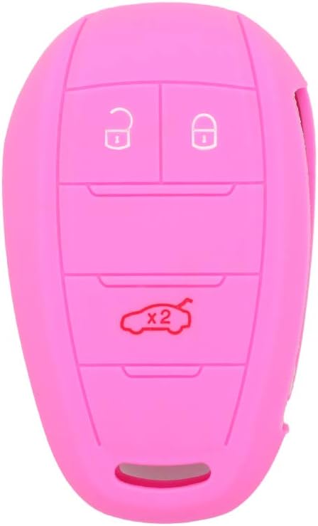 SEGADEN Silicone Cover Protector Case Holder Skin Jacket Compatible with ALFA ROMEO Giulia Stelvio 3 Button Remote Key Fob CV9269 Pink image 2