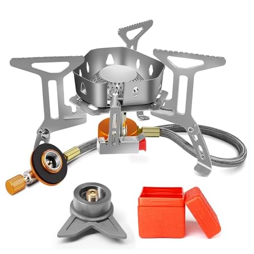 AUTOPkio Campingkocher 3500W, Winddicht Gas Campingkocher mit Piezozündung Faltbar Gaskocher Gasbrenner mit Adapter Gasherd für Outdoor Picknick Trekking Hiking Wandern