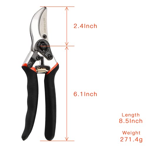 BAISHITE Bypass Pruning Shears - Heavy Duty Shears Gardening Tool with 65MN Blade for Garden