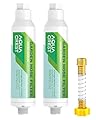 AQUA CREST Garden Hose Water Filter for Plants, Greatly Reduces Chlorine, Odor, Improve Plants Health, Ideal for Organic Gardening, Farming and Pets, Pack of 2, with Hose Protector