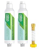 AQUA CREST Garden Hose Water Filter for Plants, Greatly Reduces Chlorine, Odor, Improve Plants Health, Ideal for Organic Gardening, Farming and Pets, Pack of 2, with Hose Protector