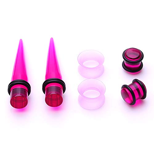 JieyueJewelry 50 Pieces Ear Stretching Kit 14G-00G Acrylic Tapers and Plugs + Silicone Tunnels - Ear Gauges Expander Set Body Piercing Jewelry - Image 6