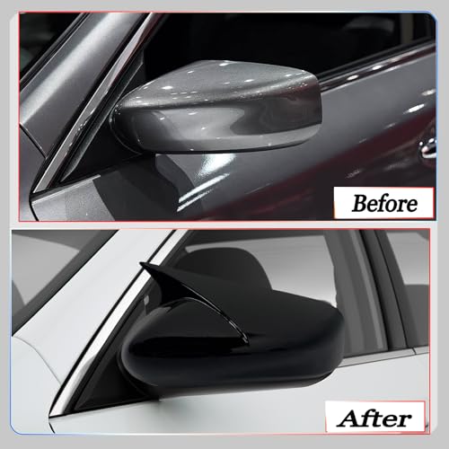 Image of Side Mirror Cover,for Nissan Altima 2013-2018, Bright Black Side Rear Mirror Covers Body Kit Accessories for Cars（Without Turn Signal Cutout）