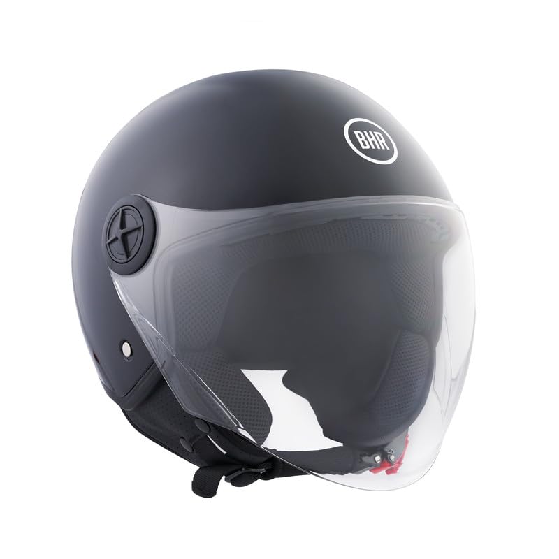 BHR Casco Demi-Jet 832 MINIMAL, Casco Scooter Omologato ECE 22.06 Leggero e Compatto, Ideale per Città e Sottosella, Nero Metallizzato, L
