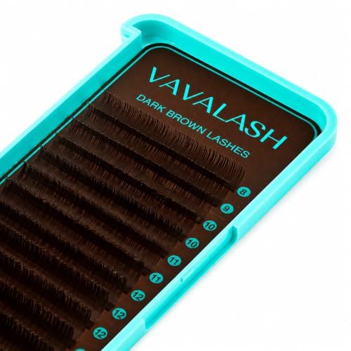 VAVALASH Brown Lash Extensions C/CC/D/DD/LD/L/B/J/M Curl 0.03-0.15thickness 8-15mm Mixed Length Tray Dark brown Eyelash Extensions Premium Individual Silk colored Lashes (Dark Brown-0.05-D-8-15mm)