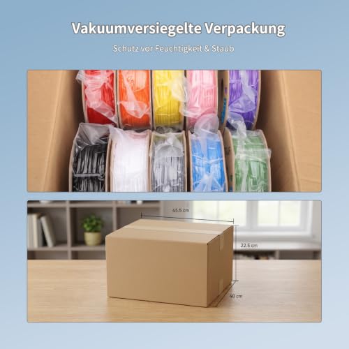 Image of 3DHoJor Basic PLA 3D Printer Filament Bundle,10KG PLA Filament 1.75mm, 3D Filament 1KG Spool, 10 Pack,Black+White+Fire Engine Red+Green+Light Blue+Orange+Grape Purple+Yellow+Light Grey+Barbie Pink